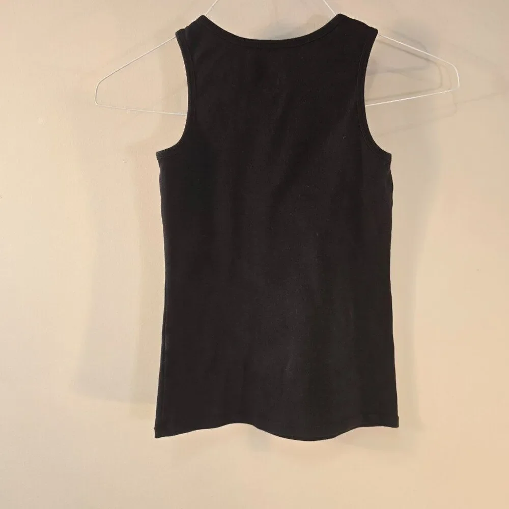Justice Kids Girls Size 10 Fitted Black Muscle Tank Top Studded Bling Scoop Neck